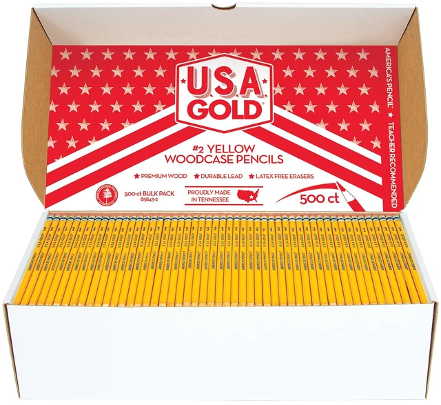 Main image of USA Gold School Box 500ct #2HB Yellow Pencils