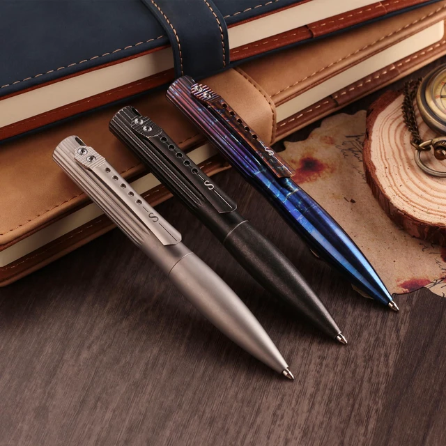 Alt view image 4 of 7 - Titanium Bolt Action Pen, Stone Wash Black Weighted Metal Body Supports Steady Writing, with Refillable Design for Office Notes, Signatures, and Daily Carry
