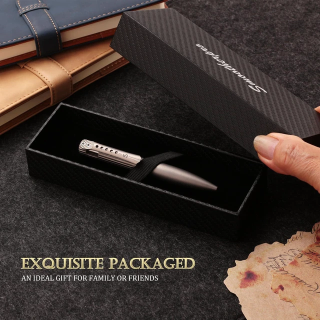 Alt view image 5 of 7 - Titanium Bolt Action Pen, Stone Wash Black Weighted Metal Body Supports Steady Writing, with Refillable Design for Office Notes, Signatures, and Daily Carry
