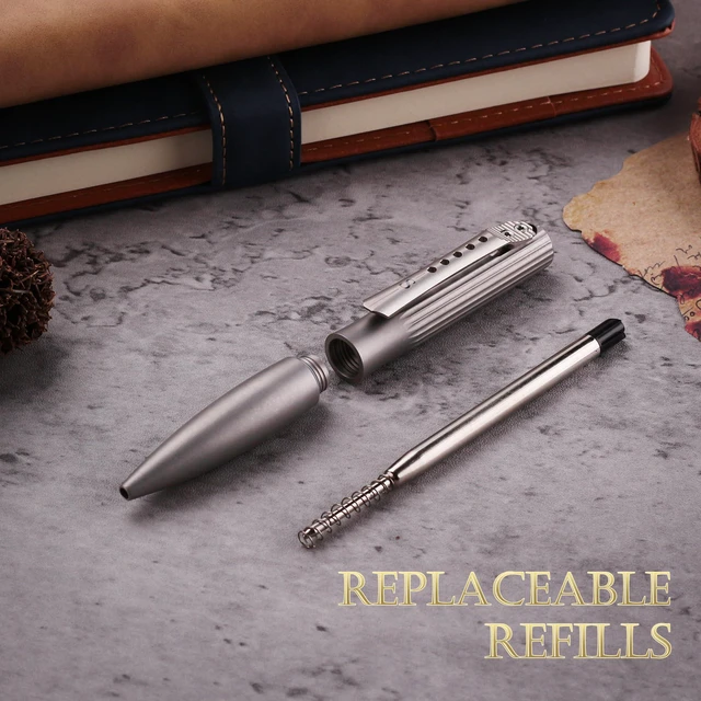 Alt view image 6 of 7 - Titanium Bolt Action Pen, Stone Wash Black Weighted Metal Body Supports Steady Writing, with Refillable Design for Office Notes, Signatures, and Daily Carry