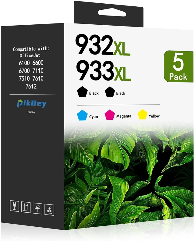 Main image of 932XL 933XL Ink Cartridges 5-Pack Replacement for HP 932XL 933XL Ink with OfficeJet 6100 6600 6700 7110 7510 7610 7612 Printer (2Black/1Cyan/1Magenta/1Yellow)