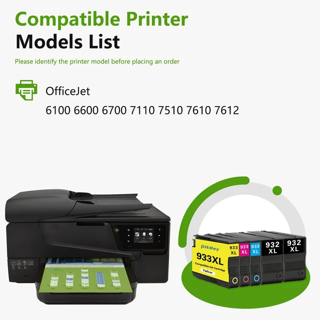 Alt view image 2 of 6 - 932XL 933XL Ink Cartridges 5-Pack Replacement for HP 932XL 933XL Ink with OfficeJet 6100 6600 6700 7110 7510 7610 7612 Printer (2Black/1Cyan/1Magenta/1Yellow)