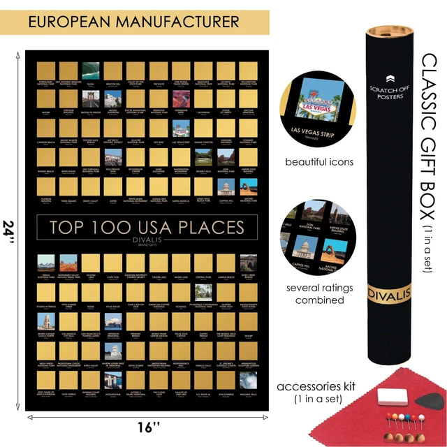 Alt view image 4 of 7 - 3 in 1 Large Gift Set - Scratch off 63 National Parks Poster, Scratch off USA Map, Scratchable Destinations of the United States Poster - Travel Tracker to Mark Your Travels - Bundle of Three