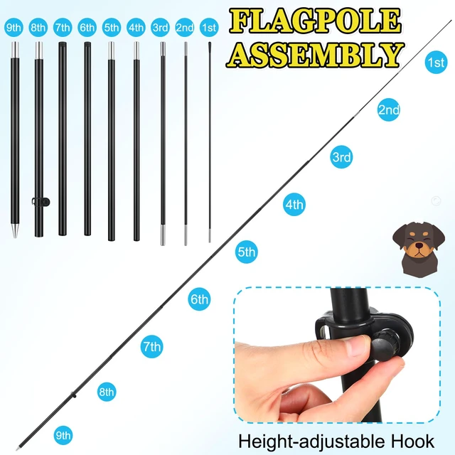 Alt view image 3 of 6 - 2 Set Pet Grooming Feather Flag Pole Kit with Pole Stake and Bag Dog Grooming Business Ad Banner, 7.9 ft Flag 11.5 ft Pole Height, Stake and Carry Bag for Outdoor Pet Store Events