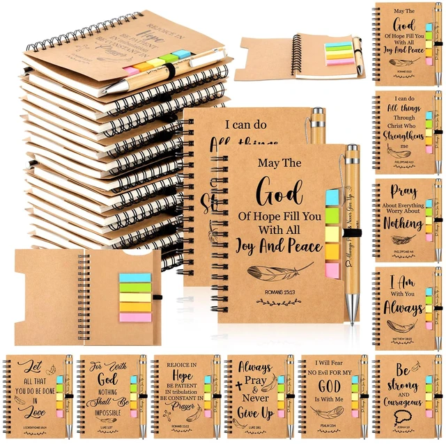 Main image of 150 Pcs/50 Set Christian Gift Bulk Include Spiral Notebook Bible Ballpoint Pen Note Strip Prayer Journal for Women Religious Gift for Back to School Classroom Church Member Staff Coworker Teacher