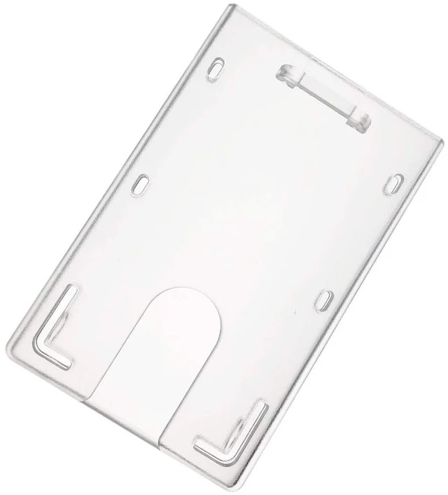 Main image of 50 Pack ID Badge Holders, Hard Plastic ID Holders for Lanyards with Thumb Slot, Vertical