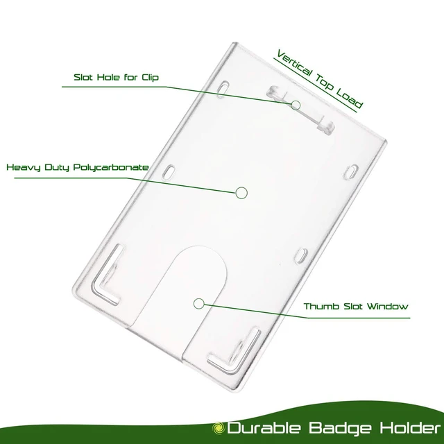 Alt view image 2 of 6 - 50 Pack ID Badge Holders, Hard Plastic ID Holders for Lanyards with Thumb Slot, Vertical
