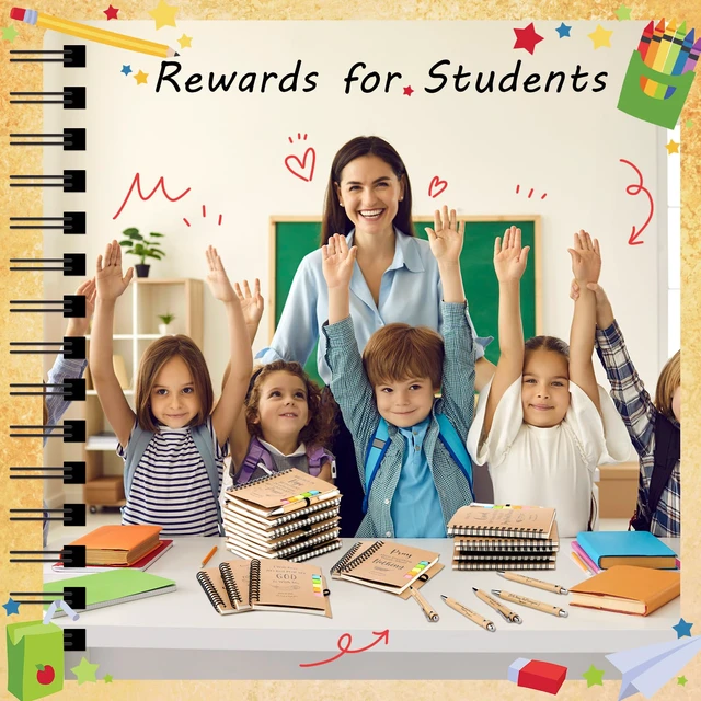 Alt view image 3 of 6 - 150 Pcs/50 Set Christian Gift Bulk Include Spiral Notebook Bible Ballpoint Pen Note Strip Prayer Journal for Women Religious Gift for Back to School Classroom Church Member Staff Coworker Teacher