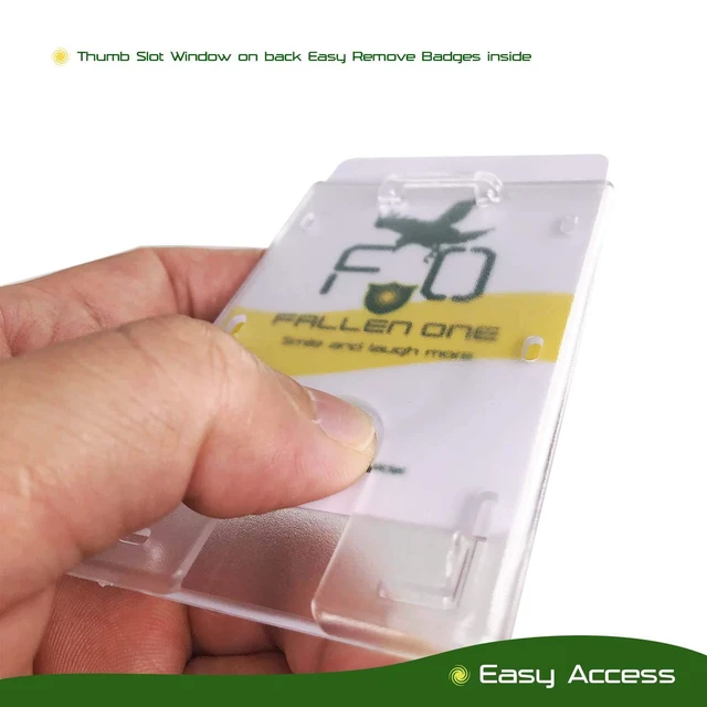Alt view image 3 of 6 - 50 Pack ID Badge Holders, Hard Plastic ID Holders for Lanyards with Thumb Slot, Vertical