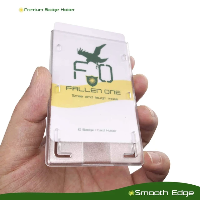 Alt view image 4 of 6 - 50 Pack ID Badge Holders, Hard Plastic ID Holders for Lanyards with Thumb Slot, Vertical