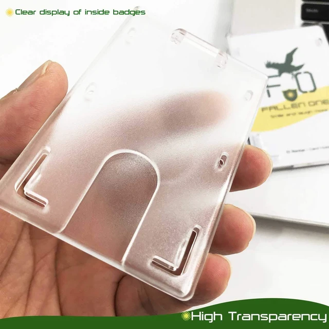 Alt view image 5 of 6 - 50 Pack ID Badge Holders, Hard Plastic ID Holders for Lanyards with Thumb Slot, Vertical
