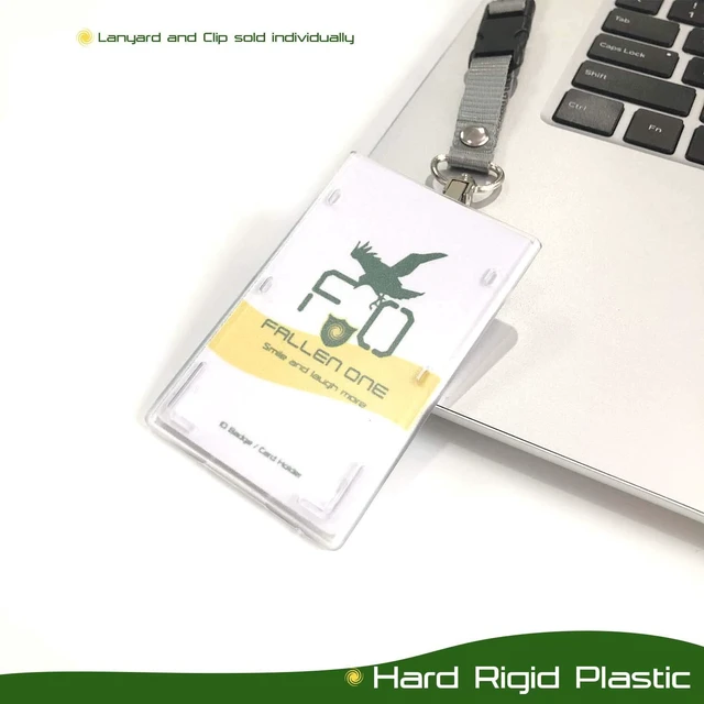 Alt view image 6 of 6 - 50 Pack ID Badge Holders, Hard Plastic ID Holders for Lanyards with Thumb Slot, Vertical