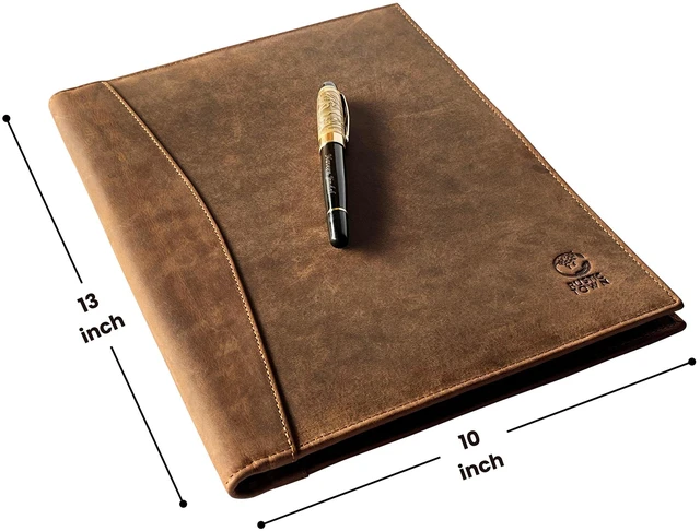 Alt view image 2 of 6 - Leather Business Portfolio by A4 Conference Folder Gift for Men & Women Handmade Durable Leather Padfolio 3 + 1 Sleeves for Documents and Notepad