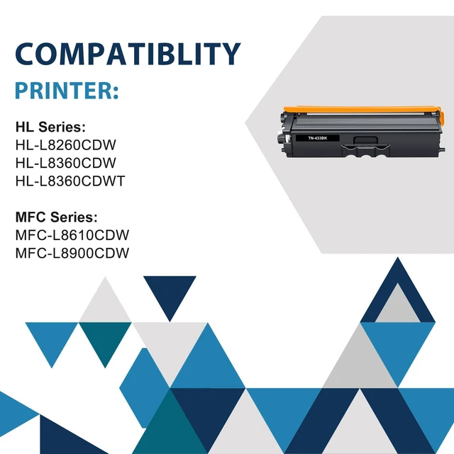 Alt view image 2 of 6 - TN433BK TN433 Black Cartridge TN431BK TN-433 TN 433 TN431 TN-431 Compatible for Brother MFC-l8900Cdw HL-L8360Cdw MFC l8900Cdw MFC-L8610Cdw HL-L8360Cdwt HL-L8260Cdw l8900Cdw Printer 2 Pack