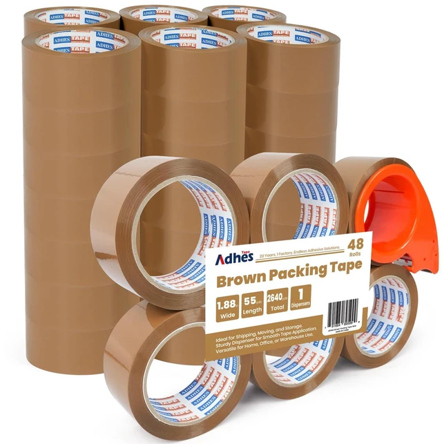 Main image of Brown Packing Tape with Dispenser, 1.88 Inch x 55 Yards 48 Rolls Heavy Duty Shipping Tape for Moving Boxes, Packaging and Storage, Strong Adhesive