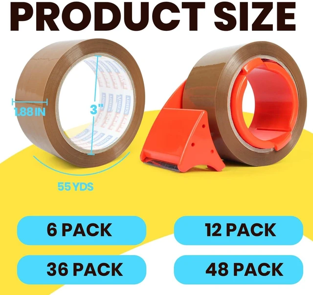Alt view image 2 of 7 - Brown Packing Tape with Dispenser, 1.88 Inch x 55 Yards 36 Rolls Heavy Duty Shipping Tape for Moving Boxes, Packaging and Storage, Strong Adhesive