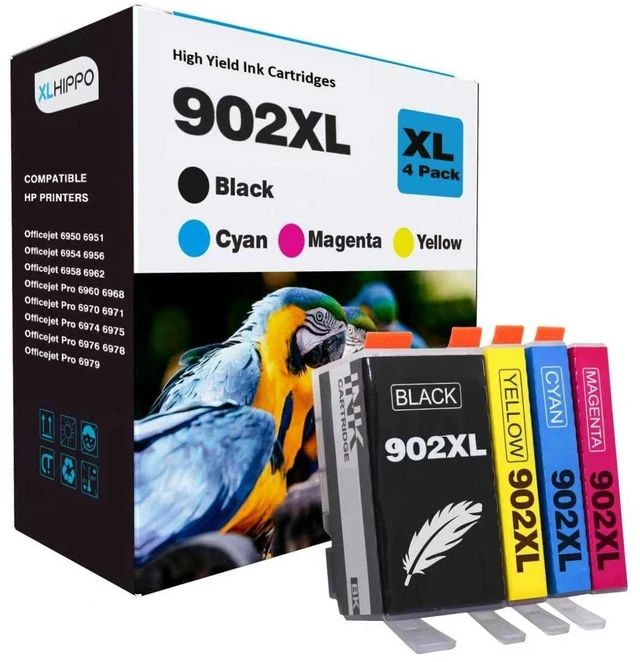 Main image of 902XL Ink Cartridges Combo Pack Replacement for HP 902 Ink Cartridges for HP 6978 Printer Ink Compatible for OfficeJet Pro 6968 6958 6970 6975 6962 6950 6960 Series (4 Pack)