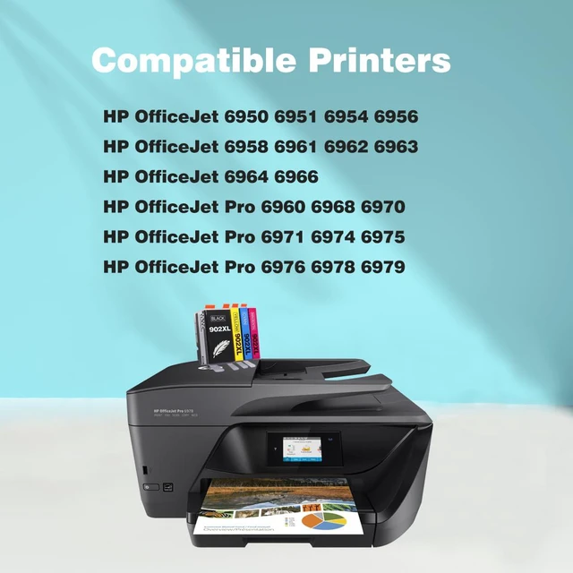Alt view image 2 of 6 - 902XL Ink Cartridges Combo Pack Replacement for HP 902 Ink Cartridges for HP 6978 Printer Ink Compatible for OfficeJet Pro 6968 6958 6970 6975 6962 6950 6960 Series (4 Pack)