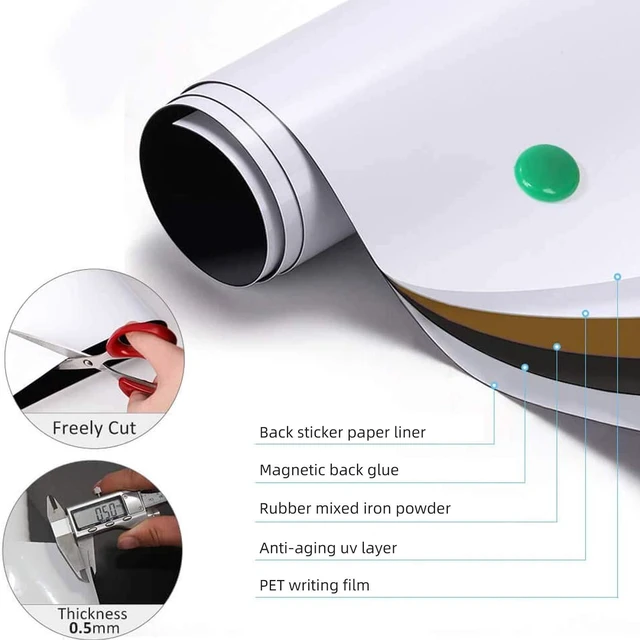 Alt view image 3 of 4 - Magnetic Whiteboard Sticker for Wall/Door, 48" x 36" Large Self Adhesive White Board Wallpaper, Whiteboard Contact Paper, Large Dry Erase Sheet/Film for Office/Home/School