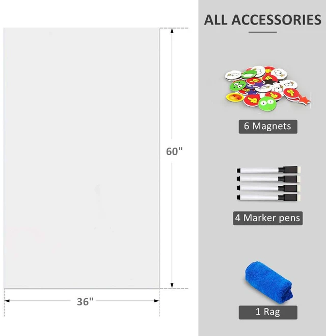 Alt view image 6 of 7 - Magnetic Whiteboard Sticker for Wall/Door, 60" x 36" Large Self Adhesive White Board Wallpaper, Whiteboard Contact Paper, Large Dry Erase Sheet/Film for Office/Home/School