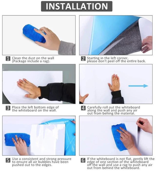 Alt view image 7 of 7 - Magnetic Whiteboard Sticker for Wall/Door, 60" x 36" Large Self Adhesive White Board Wallpaper, Whiteboard Contact Paper, Large Dry Erase Sheet/Film for Office/Home/School