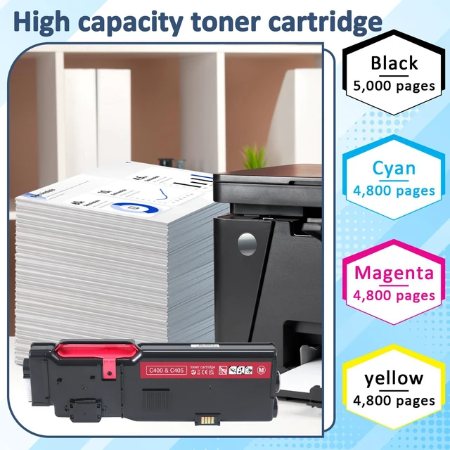 Alt view image 4 of 7 - C400 Toner Cartridge Replacement for Xerox Versalink C400/C405,4800~5000 Pages 106R03512 106R03513 106R03514 106R03515 High Yield Ink Cartridge for C405/YDN C400/DN Color Multifunction Printer(4 Pack)