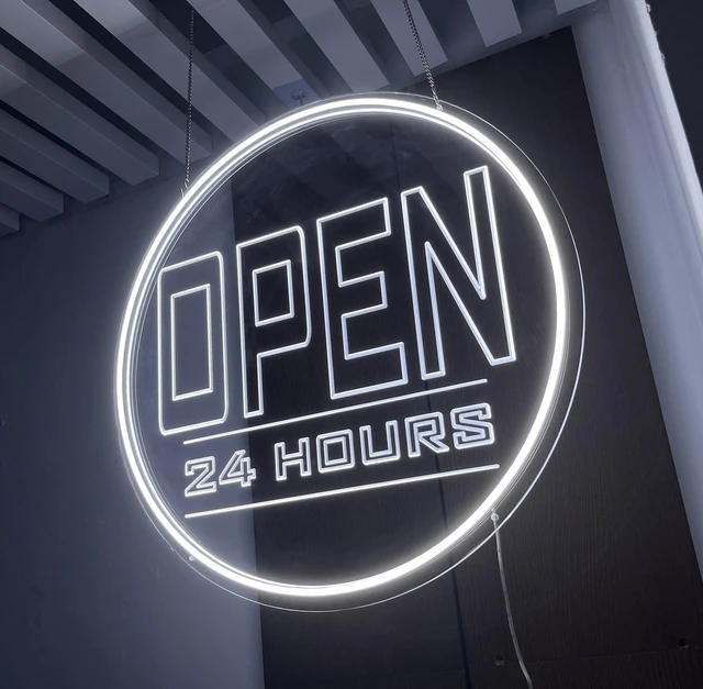 Alt view image 2 of 7 - Open Signs for Business - Neon Open Sign LED 20" Round (OPEN 24HOURS 20" inch Round white)