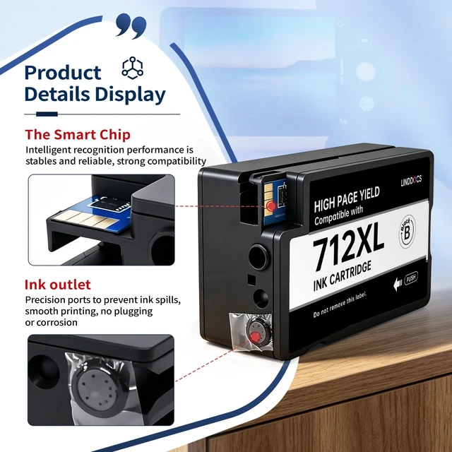 Alt view image 4 of 7 - 712XL 712 Ink Cartridge 4Pack High Yield Compatible with HP DesignJet T210 Compatible for HP 712XL 712 Ink Cartridges Combo Pack Works with HP DesignJet T210 T230 T630 T650 Studio Printer
