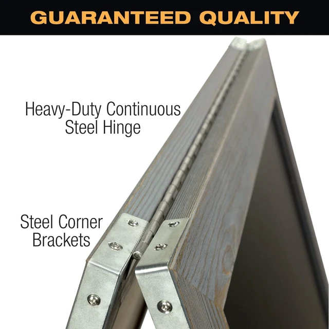Alt view image 2 of 7 - Large Double-Sided 40x23 Heavy-Duty A-Frame Sidewalk Chalkboard Standing Sign, Includes 10 Chalk Markers, 40 Piece Stencil Set, Chalk and Eraser (Whitewash Grey)