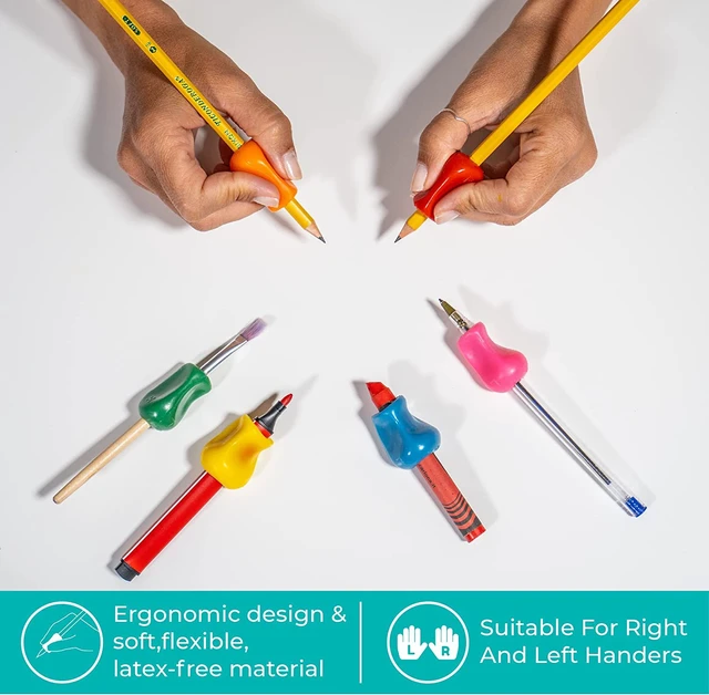 Alt view image 5 of 7 - Original Pencil Gripper, Universal Ergonomic Writing Aid For Righties And Lefties, Colorful Pencil Grippers, Assorted Colors, 36 Count - TPG-11136