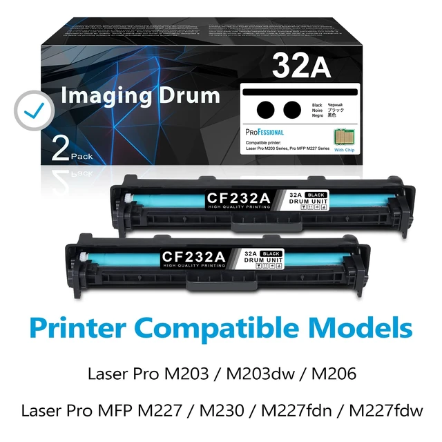 Alt view image 2 of 7 - 32A Imaging Drum Black Extra High-Yield 2-Pack 32A CF232A Imaging Drum Replacement for HP 32A Drum Unit CF232A Compatible with Laser Pro M203 Series, Pro MFP M227fdn, M227fdw Printer CF232A