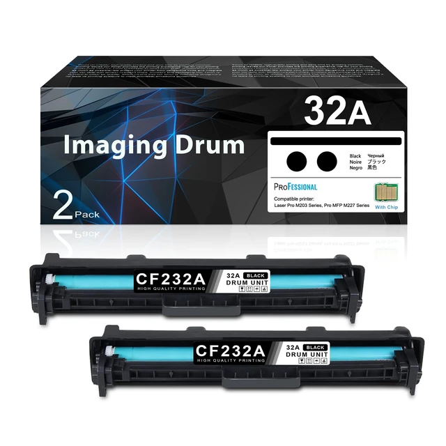 Main image of 32A Imaging Drum Black Extra High-Yield 2-Pack 32A CF232A Imaging Drum Replacement for HP 32A Drum Unit CF232A Compatible with Laser Pro M203 Series, Pro MFP M227fdn, M227fdw Printer CF232A