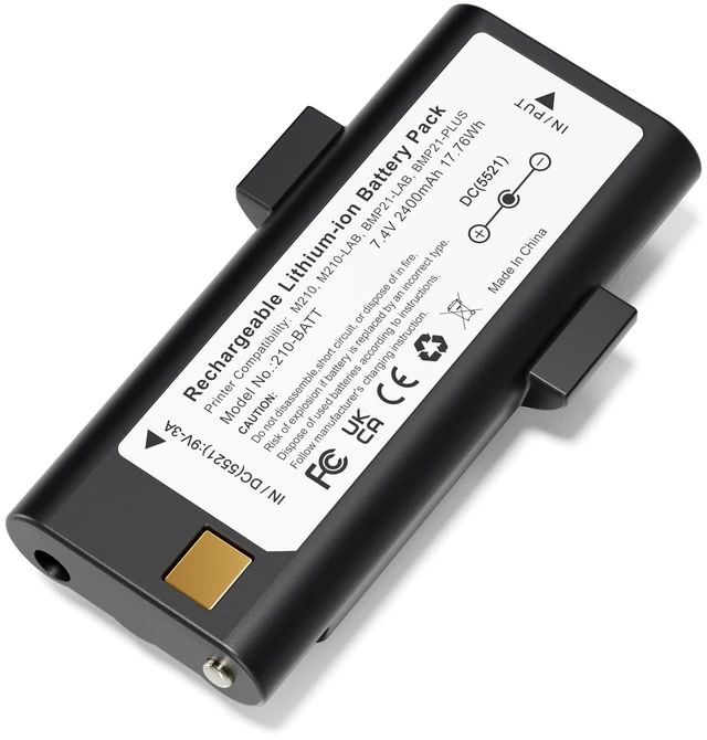 Alt view image 7 of 7 - M210 Battery Pack Compatible with M210, M210-LAB, BMP21-LAB, BMP21-PLUS M210 RechargeableLabel Printer Battery External Replacement battery with USB C Input, 2400mAh 7.4V 17.76W