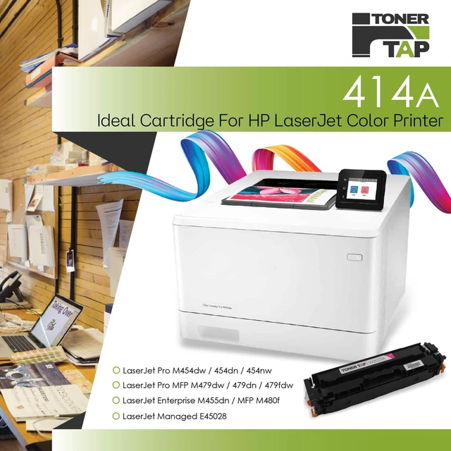Alt view image 2 of 7 - 414A Cartridges 4-Pack, Replacement for W2020A, W2021A, W2022A, W2023A, Compatible with HP 414A HP 414X MFP M479fdw LaserJet Pro M454dw M454dn M480f M455dn