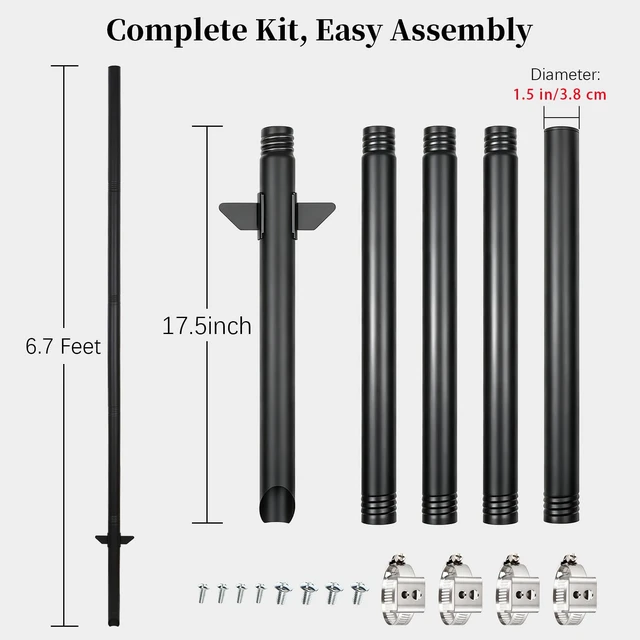 Alt view image 4 of 6 - 6'6'' Heavy Duty Metal Sign Post, Steel Round Signs Pole with Ground Spike, Adjustable Sign Mounting Brackets, Baked Enamel Finish for Yard, Parking, Traffic Signs(1 Pack, 80'')
