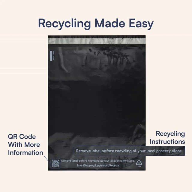 Alt view image 4 of 7 - 10x13 Recycled Poly Mailers - 200 Pack of Black Eco-Friendly Packaging Mailing Bags Recyclable & Sustainable, Cute & Stylish Small Business Supplies 2.5 Mil Thick - 200 Pack
