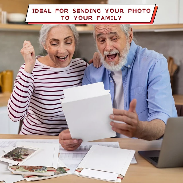 Alt view image 5 of 6 - 200 Pack Rigid Mailers 9.25 x 11.8 Inches Resealable Photo Document Mailers Cardboard White Stay Flat Envelopes for Shipping Photos Pictures Papers Files Cd Magazines Comic Books
