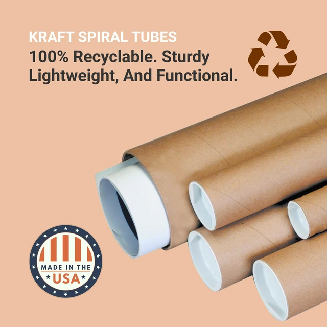 Alt view image 4 of 4 - Cardboard Tubes with Caps, 30"L x 2.5"W x 2.5"H, Pack of 34 Poster Tube for Mailing and Storage of Blueprints, Artwork, Crafts, Long Art Holder, 30 inches