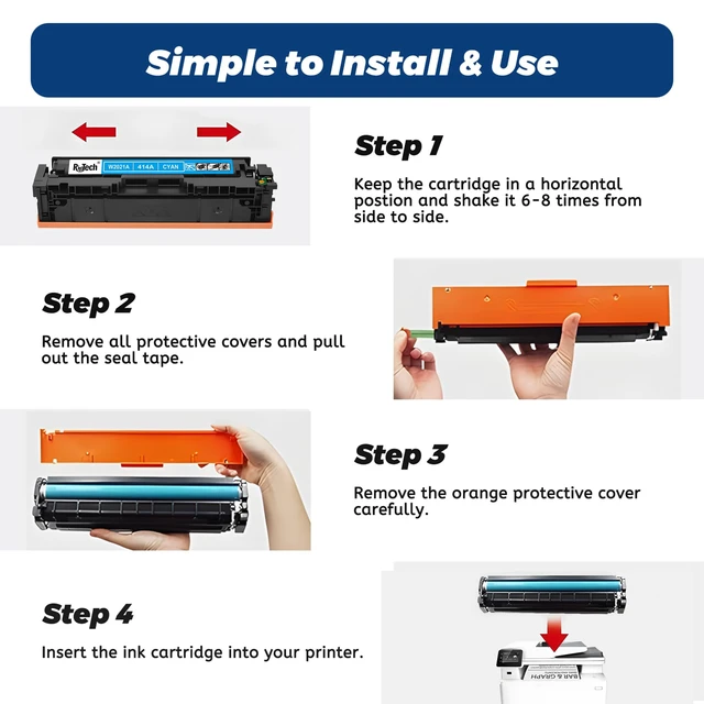 Alt view image 7 of 7 - 414A Toner Cartridges 4 Pack Replacement for HP MFP M479fdw M454dw Compatible for HP 414A 414 W2020A Color LaserJet Pro MFP M479fdw MFP M479fdn M454dw M454dn M480f M479 M454 Printer With Chip