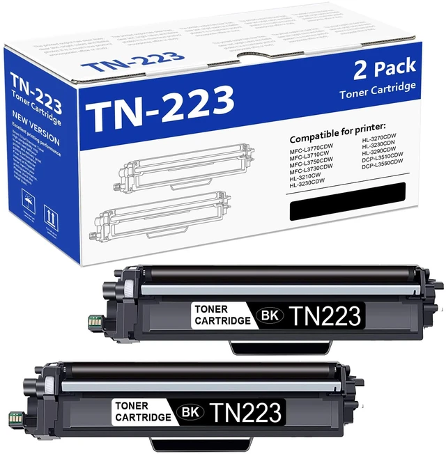 Main image of NUCALA Compatible Toner Cartridge Replacement for Brother TN223BK (Black, 2-Pack) TN223BK TN223 Black Toner Cartridge for MFC-L3750CDW MFC-L3770CDW Printers