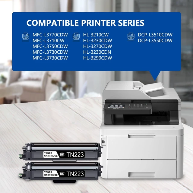 Alt view image 2 of 7 - NUCALA Compatible Toner Cartridge Replacement for Brother TN223BK (Black, 2-Pack) TN223BK TN223 Black Toner Cartridge for MFC-L3750CDW MFC-L3770CDW Printers