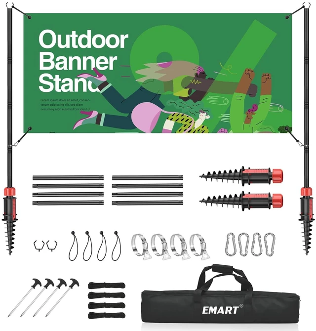 Main image of Adjustable Banner Holder, Portable Outdoor Advertising Display Stand Banner Stand up to 4.7ft Tall, with Ground Inserts Suitable for Trade Shows and Sports Events Gathering
