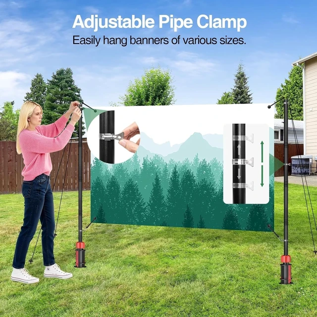 Alt view image 3 of 7 - Adjustable Banner Holder, Portable Outdoor Advertising Display Stand Banner Stand up to 4.7ft Tall, with Ground Inserts Suitable for Trade Shows and Sports Events Gathering