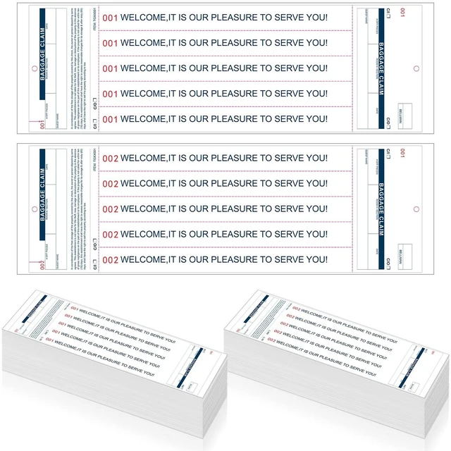Main image of 500 Hotel Luggage ID Tag Paper Baggage Claim Check Tag, White Numbering from 000 to 499 Baggage Identification Suitcase