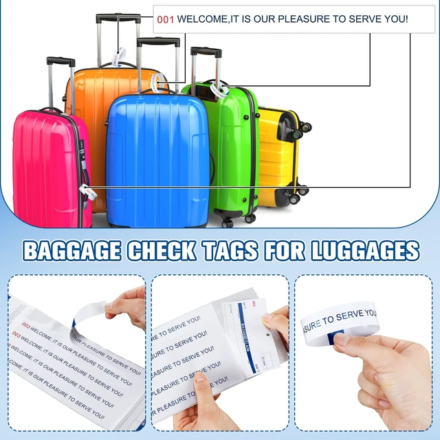 Alt view image 3 of 6 - 500 Hotel Luggage ID Tag Paper Baggage Claim Check Tag, White Numbering from 000 to 499 Baggage Identification Suitcase
