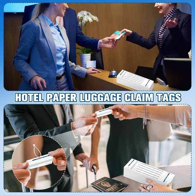 Alt view image 6 of 6 - 500 Hotel Luggage ID Tag Paper Baggage Claim Check Tag, White Numbering from 000 to 499 Baggage Identification Suitcase