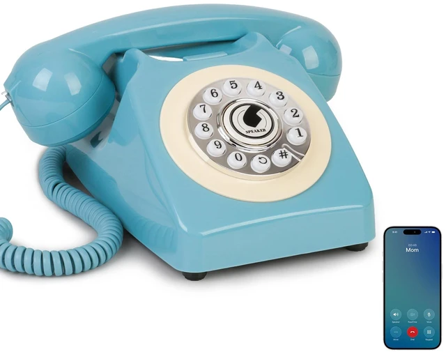 Main image of Bluetooth Landline Phone for Cell Phone, Retro Wireless Home Phones,Blue Vintage Old Fashioned Telephone with Speakerphone & Volume Control, Wireless Rechargeable Telephone for Bedroom, Home Office