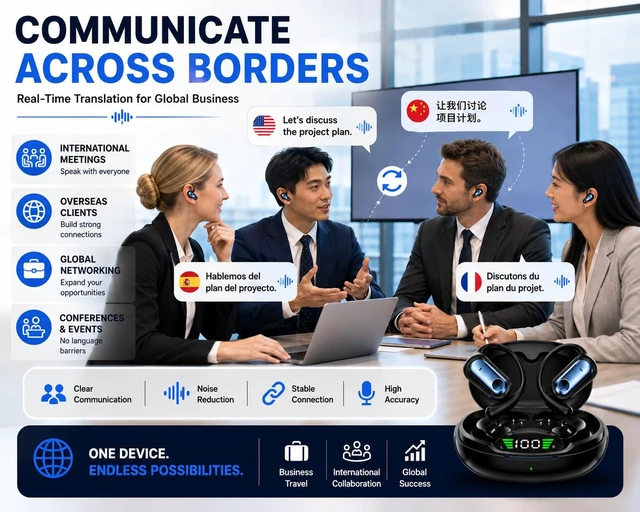 Alt view image 4 of 7 - AI Translation Earbuds with 144 Languages, Bluetooth 5.4, Real-Time Voice Translation, HD Calling, Long Battery Life Wireless Language Translator Earphones for Travel & Business YYK-Q17 Deep Blue