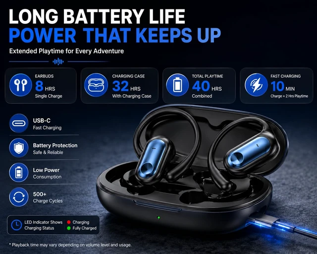 Alt view image 7 of 7 - AI Translation Earbuds with 144 Languages, Bluetooth 5.4, Real-Time Voice Translation, HD Calling, Long Battery Life Wireless Language Translator Earphones for Travel & Business YYK-Q17 Deep Blue