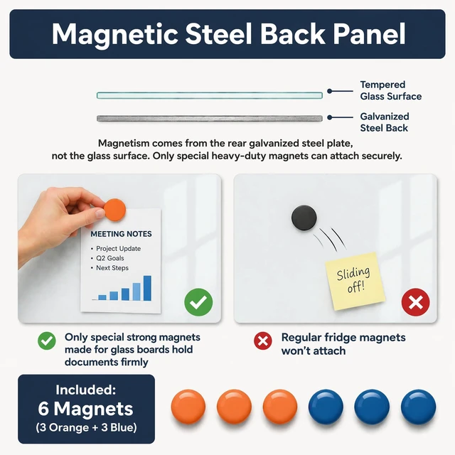 Alt view image 3 of 7 - Magnetic Glass Dry Erase Board, 24x18 Inches White Board for Wall Frameless magnetic glass whiteboard; ghost-free wiping surface; dual wall mount; scratch-proof tempered glass & accessory set